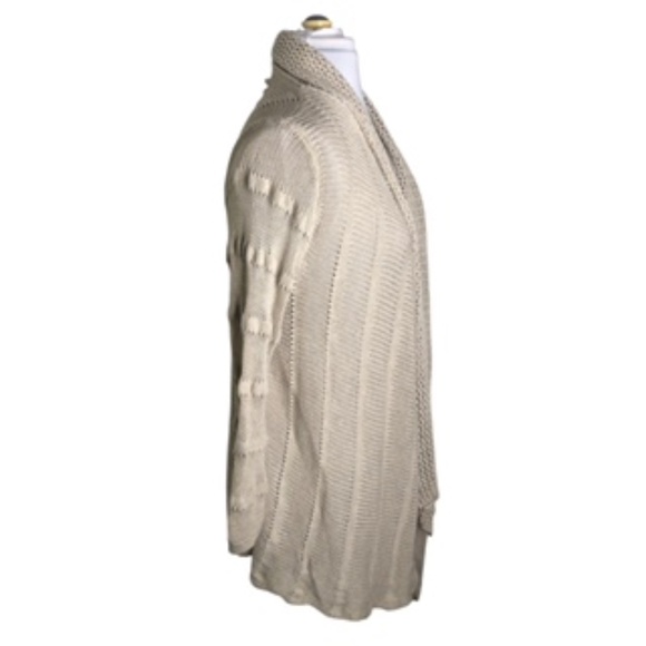 NWT Kenar Tan Open Front Rolled Collar Back Split Relaxed Fit  Cardigan Size L - Picture 3 of 8